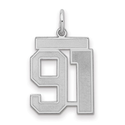 Sterlingsilber Silber/rhodiniert Satiniert Zahl 91 Charm