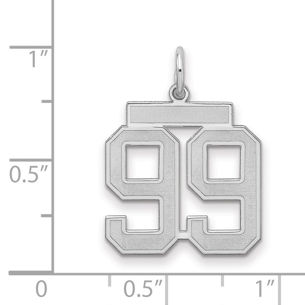 Sterlingsilber Silber/rhodiniert Satiniert Zahl 99 Charm
