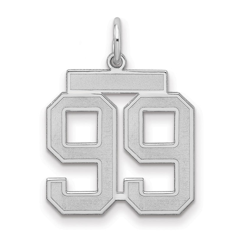 Sterlingsilber Silber/rhodiniert Satiniert Zahl 99 Charm