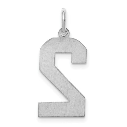 Sterlingsilber Silber/rhodiniert Satiniert Zahl 2 Charm