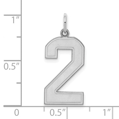 Sterlingsilber Silber/rhodiniert Satiniert Zahl 2 Charm