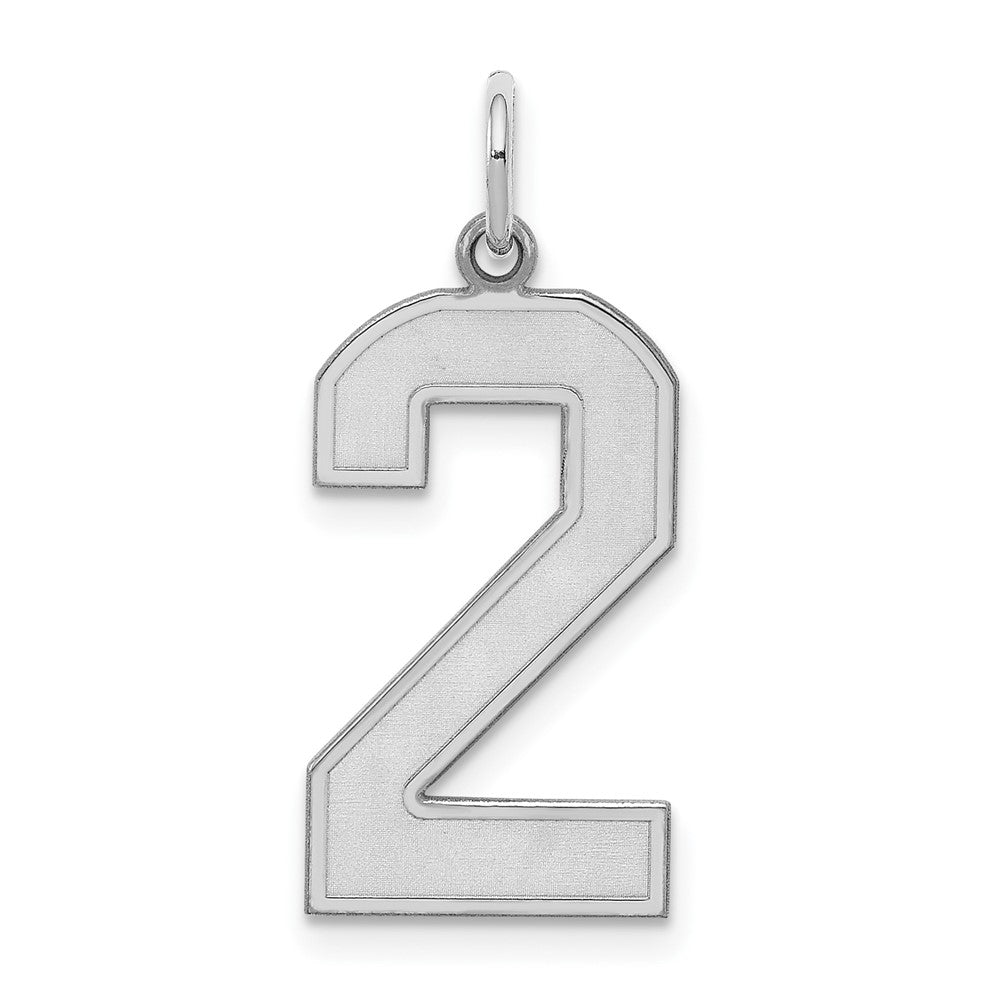 Sterlingsilber Silber/rhodiniert Satiniert Zahl 2 Charm