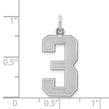 Sterlingsilber Silber/rhodiniert Satiniert Zahl 3 Charm