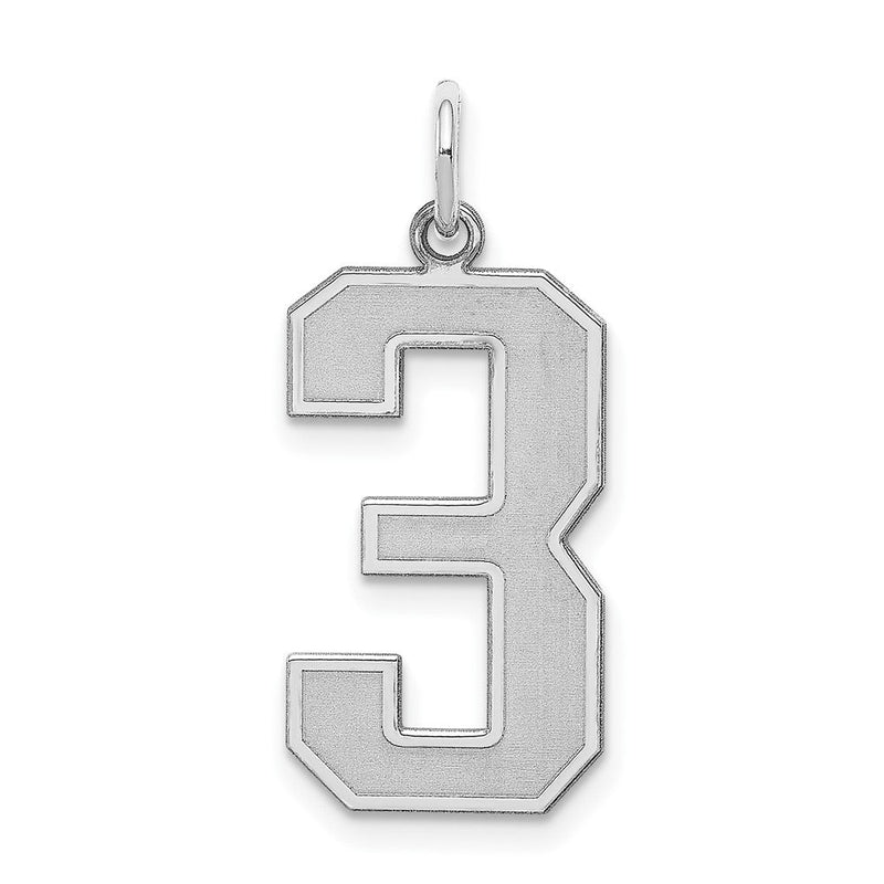 Sterlingsilber Silber/rhodiniert Satiniert Zahl 3 Charm