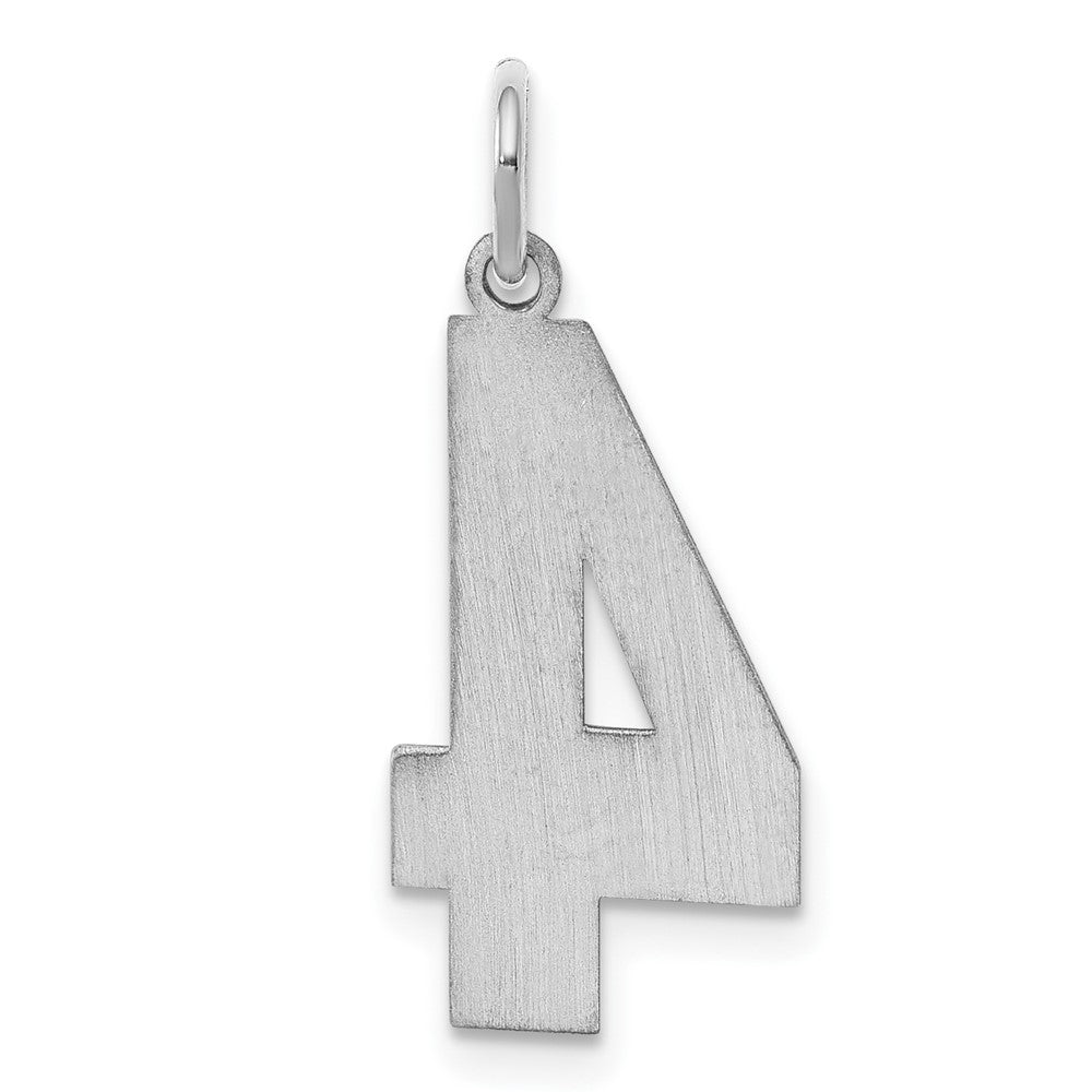 Sterlingsilber Silber/rhodiniert Satiniert Zahl 4 Charm