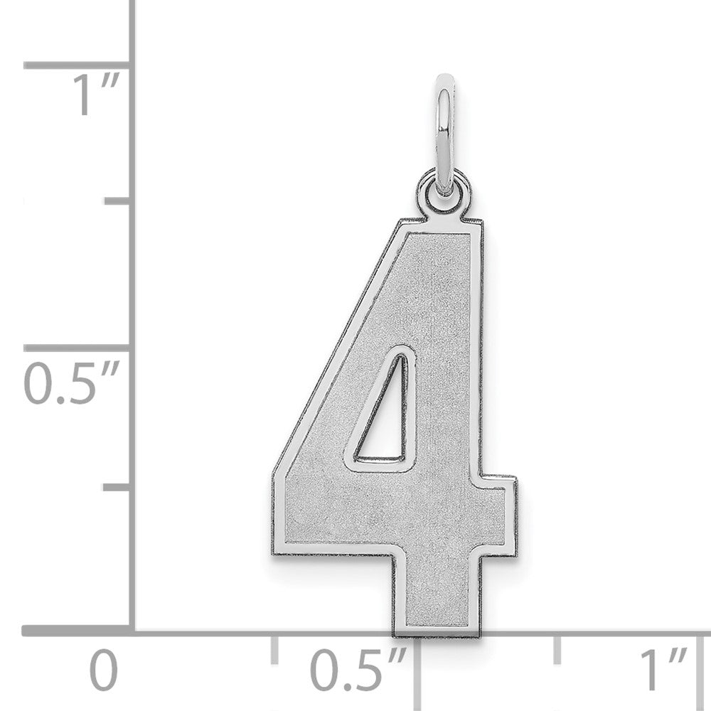 Sterlingsilber Silber/rhodiniert Satiniert Zahl 4 Charm