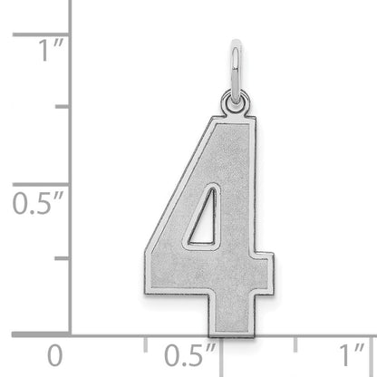 Sterlingsilber Silber/rhodiniert Satiniert Zahl 4 Charm