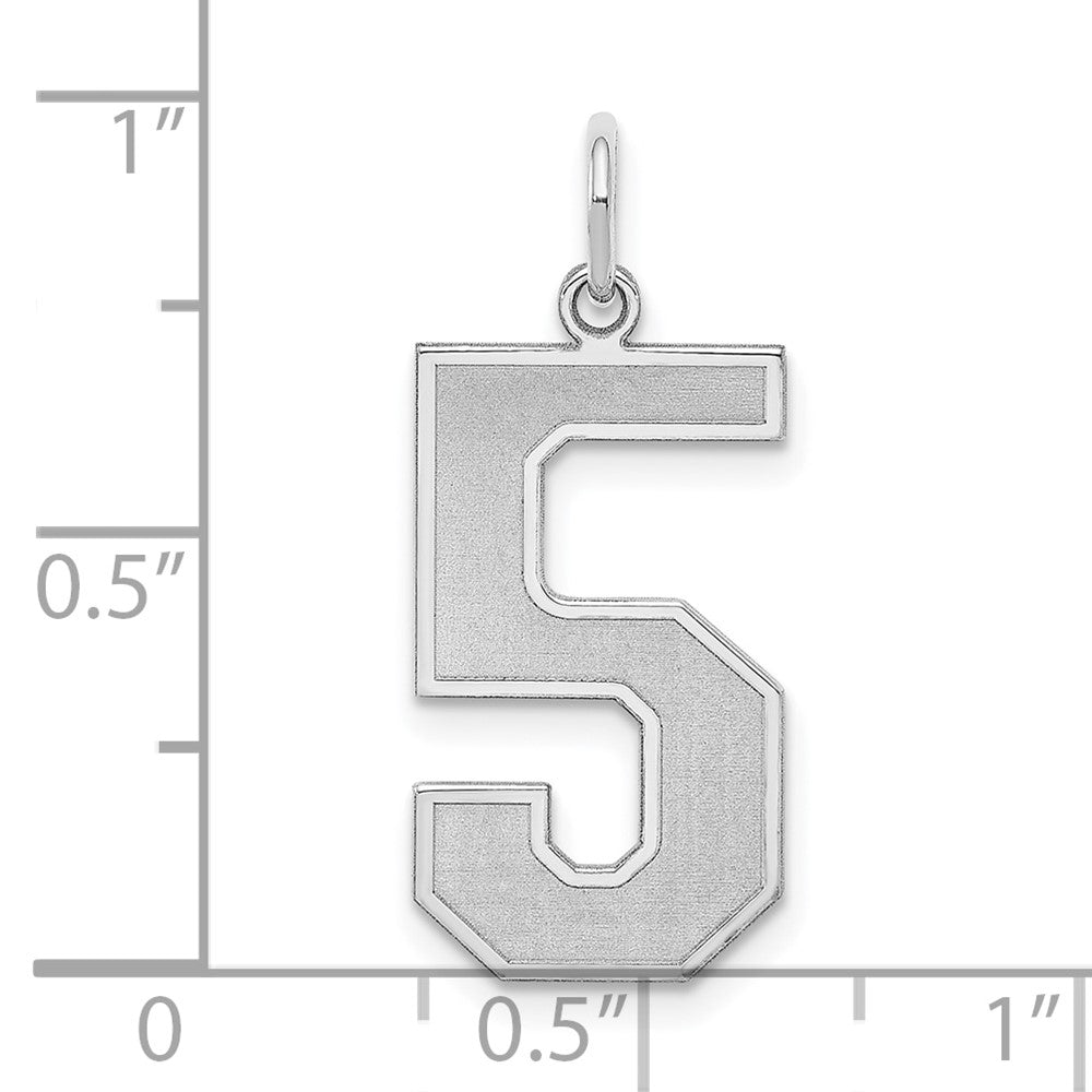 Sterlingsilber Silber/rhodiniert Satiniert Zahl 5 Charm