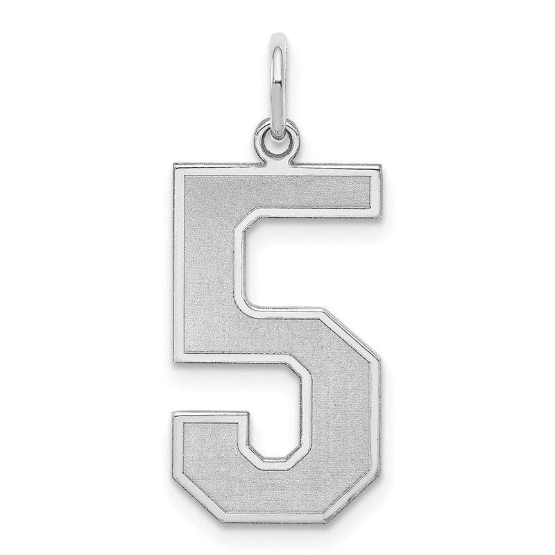 Sterlingsilber Silber/rhodiniert Satiniert Zahl 5 Charm