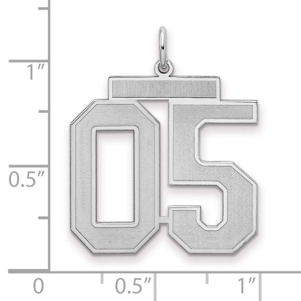 Sterlingsilber Groß Satiniert Zahl 5 mit Oberteil