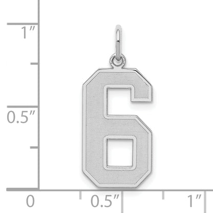 Sterlingsilber Silber/rhodiniert Satiniert Zahl 6 Charm
