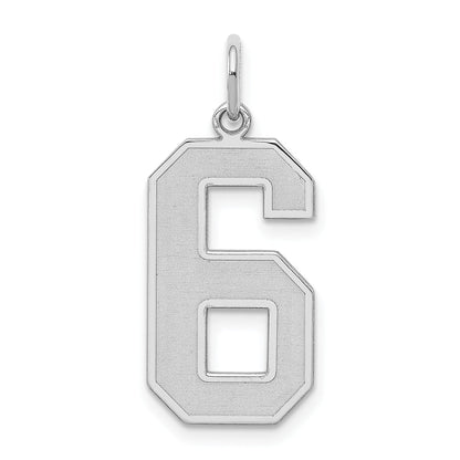Sterlingsilber Silber/rhodiniert Satiniert Zahl 6 Charm