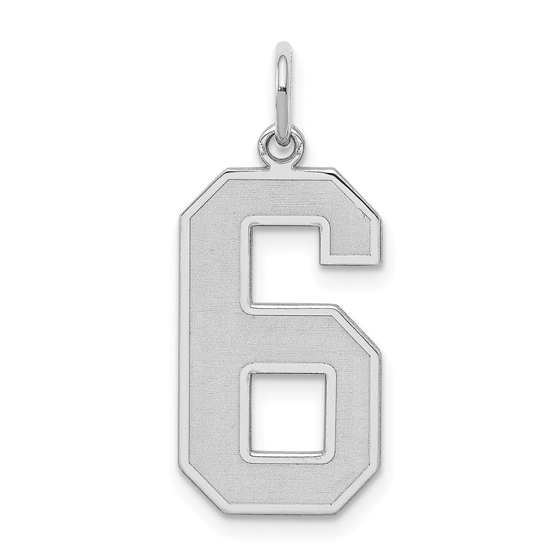 Sterlingsilber Silber/rhodiniert Satiniert Zahl 6 Charm