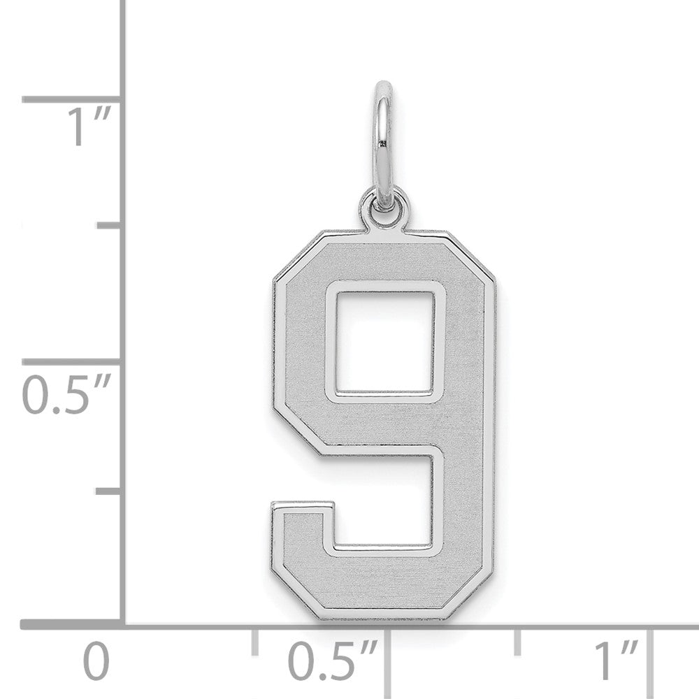 Sterlingsilber Silber/rhodiniert Satiniert Zahl 9 Charm