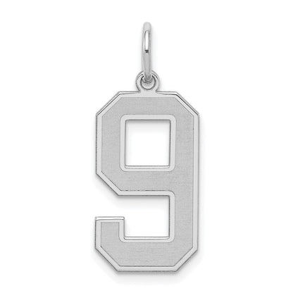 Sterlingsilber Silber/rhodiniert Satiniert Zahl 9 Charm