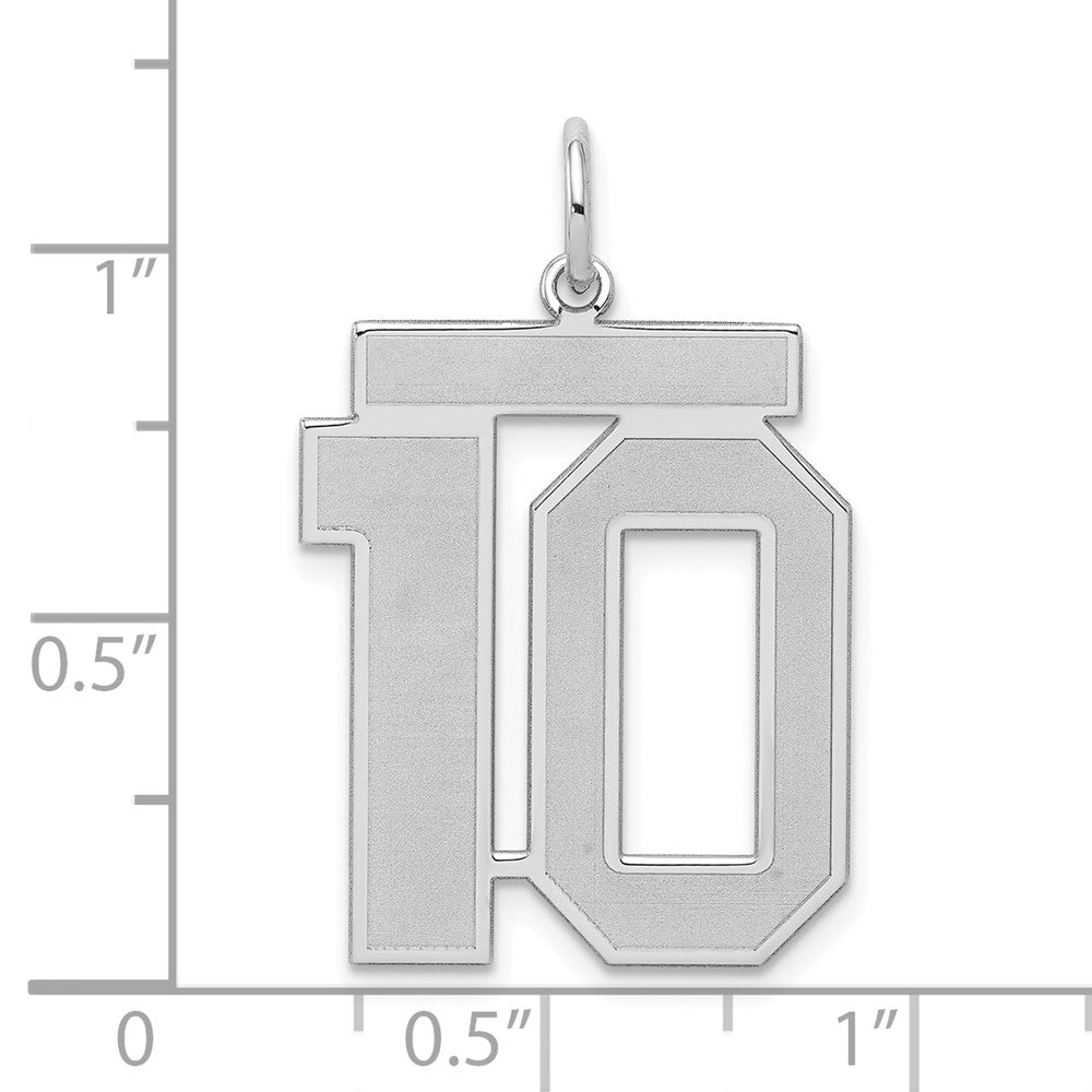 Sterlingsilber Silber/rhodiniert Satiniert Zahl 10 Charm