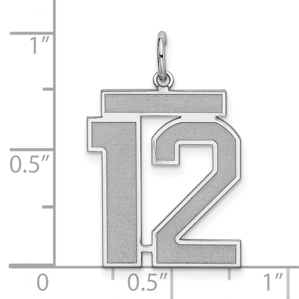 Sterlingsilber Silber/rhodiniert Satiniert Zahl 12 Charm