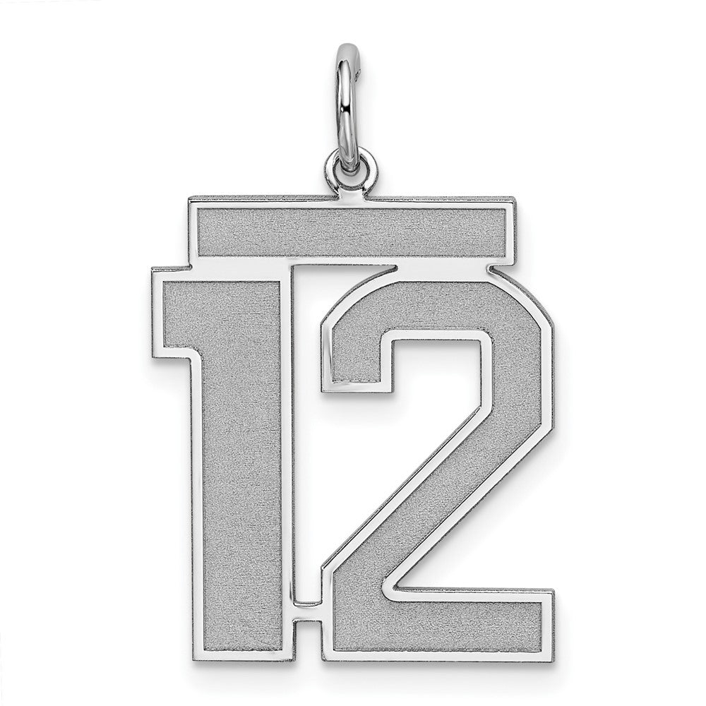 Sterlingsilber Silber/rhodiniert Satiniert Zahl 12 Charm