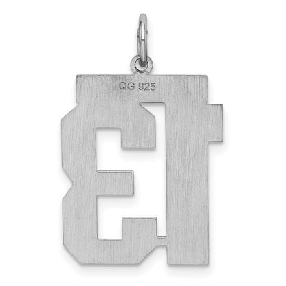 Sterlingsilber Silber/rhodiniert Satiniert Zahl 13 Charm