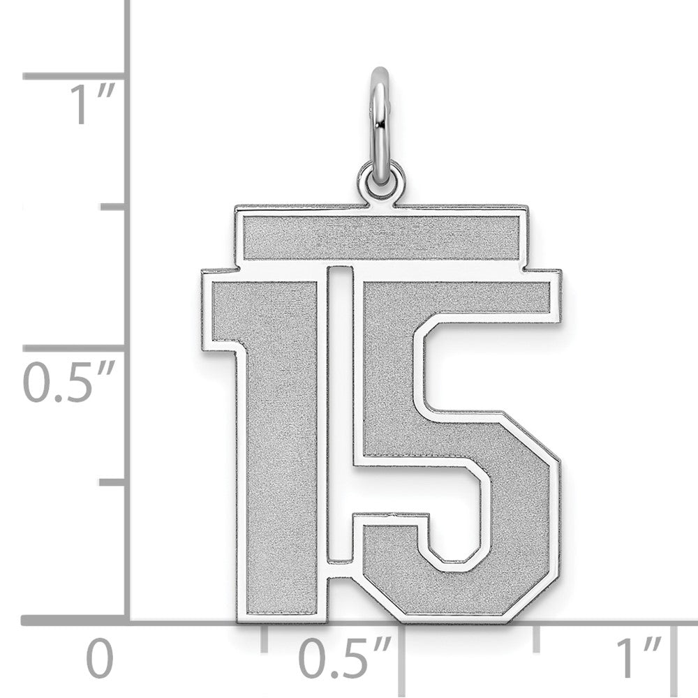 Sterlingsilber Silber/rhodiniert Satiniert Zahl 15 Charm