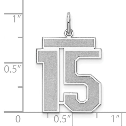 Sterlingsilber Silber/rhodiniert Satiniert Zahl 15 Charm