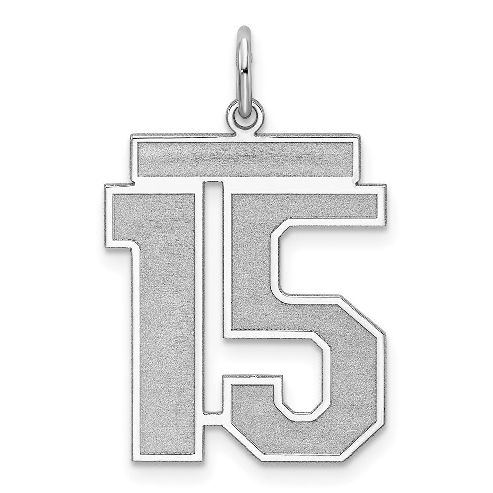Sterlingsilber Silber/rhodiniert Satiniert Zahl 15 Charm