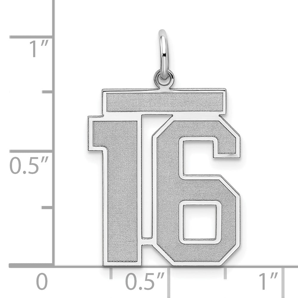 Sterlingsilber Silber/rhodiniert Satiniert Zahl 16 Charm