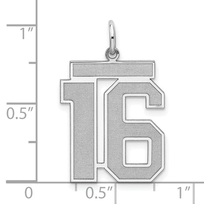 Sterlingsilber Silber/rhodiniert Satiniert Zahl 16 Charm