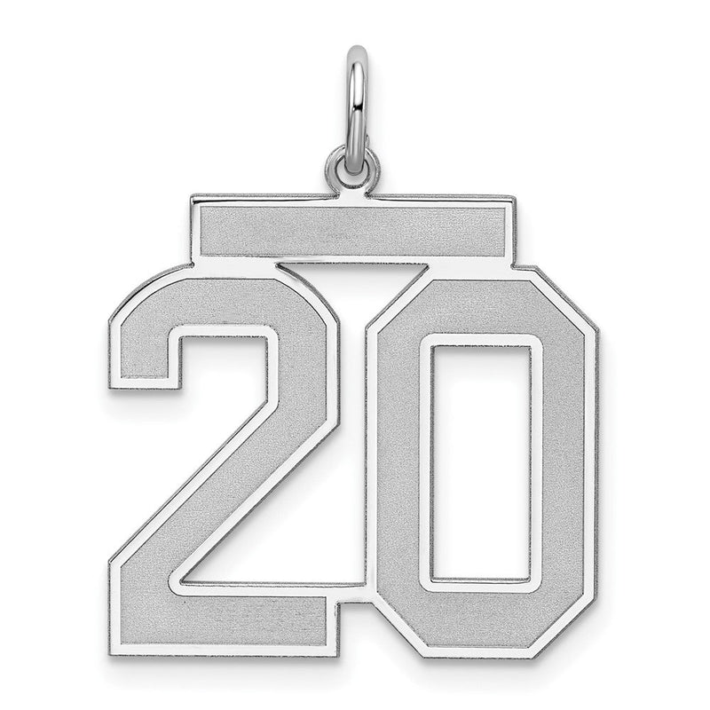 Sterlingsilber Silber/rhodiniert Satiniert Zahl 20 Charm