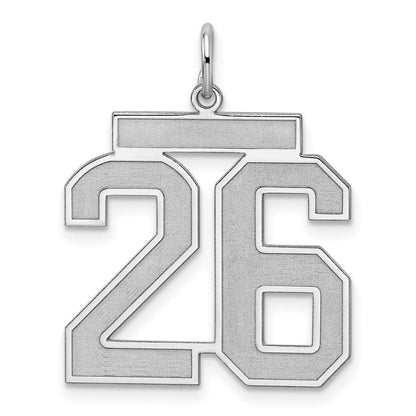 Sterlingsilber Silber/rhodiniert Satiniert Zahl 26 Charm