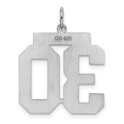 Sterlingsilber Silber/rhodiniert Satiniert Zahl 30 Charm