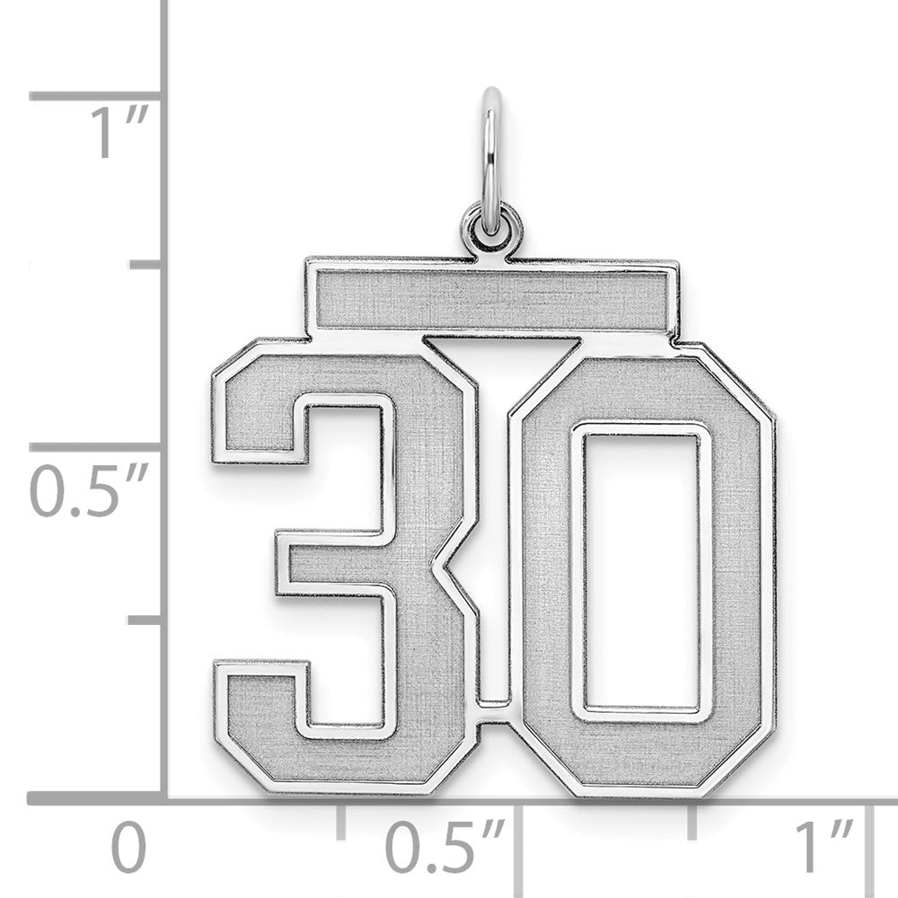 Sterlingsilber Silber/rhodiniert Satiniert Zahl 30 Charm