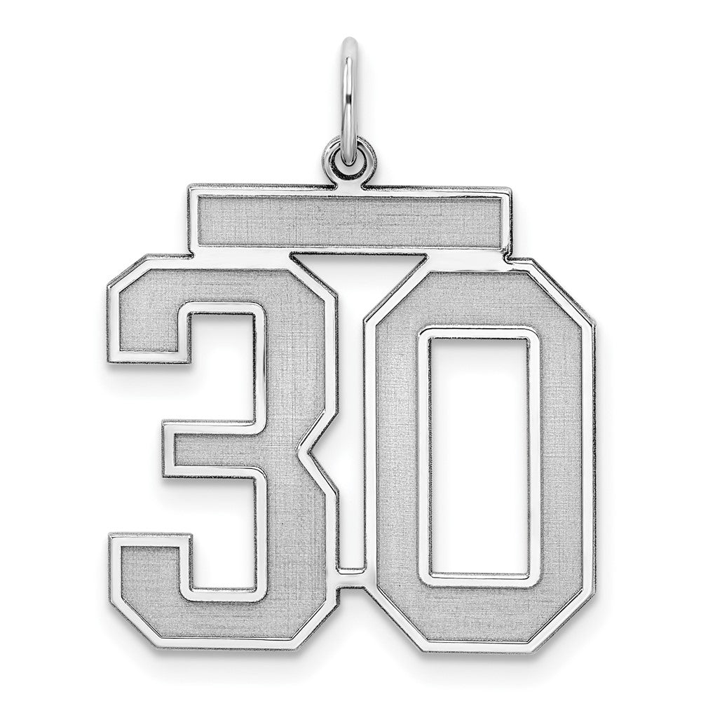 Sterlingsilber Silber/rhodiniert Satiniert Zahl 30 Charm