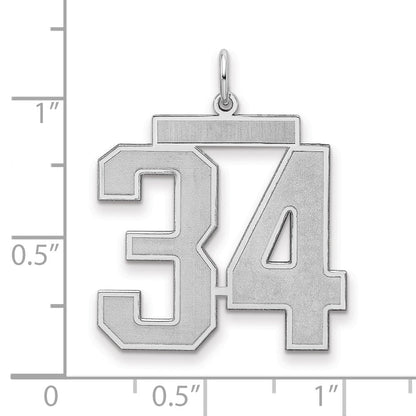 Sterlingsilber Silber/rhodiniert Satiniert Zahl 34 Charm