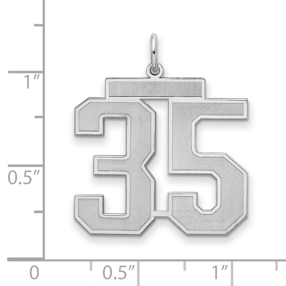 Sterlingsilber Silber/rhodiniert Satiniert Zahl 35 Charm