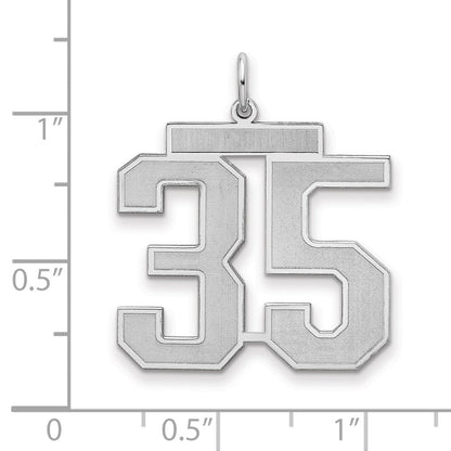 Sterlingsilber Silber/rhodiniert Satiniert Zahl 35 Charm