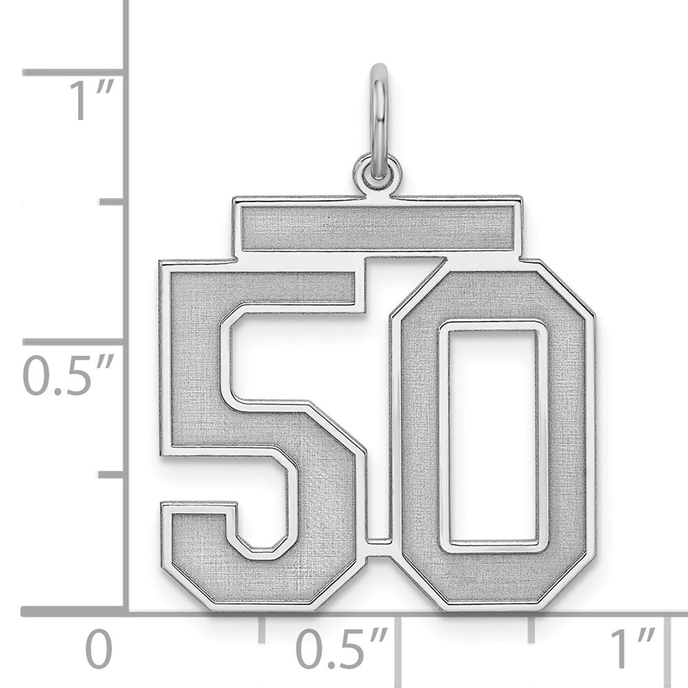 Sterlingsilber Silber/rhodiniert Satiniert Zahl 50 Charm