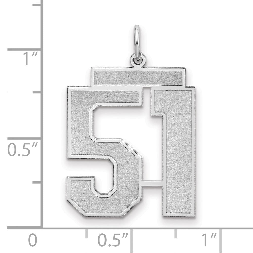 Sterlingsilber Silber/rhodiniert Satiniert Zahl 51 Charm