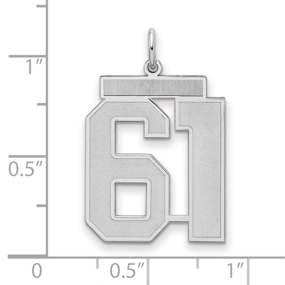 Sterlingsilber Silber/rhodiniert Satiniert Zahl 61 Charm