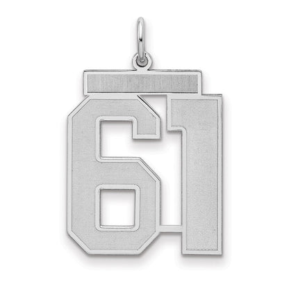 Sterlingsilber Silber/rhodiniert Satiniert Zahl 61 Charm