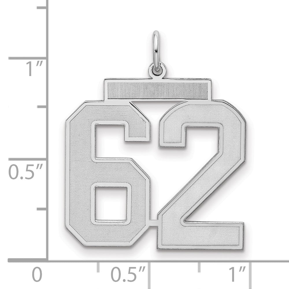 Sterlingsilber Silber/rhodiniert Satiniert Zahl 62 Charm