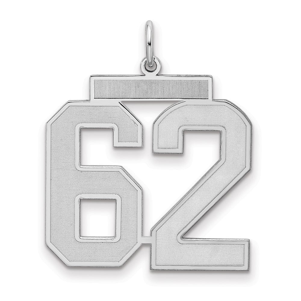 Sterlingsilber Silber/rhodiniert Satiniert Zahl 62 Charm