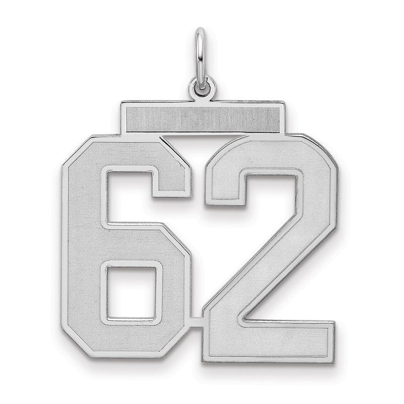 Sterlingsilber Silber/rhodiniert Satiniert Zahl 62 Charm