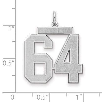 Sterlingsilber Silber/rhodiniert Satiniert Zahl 64 Charm