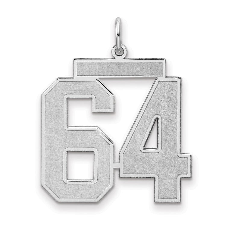Sterlingsilber Silber/rhodiniert Satiniert Zahl 64 Charm