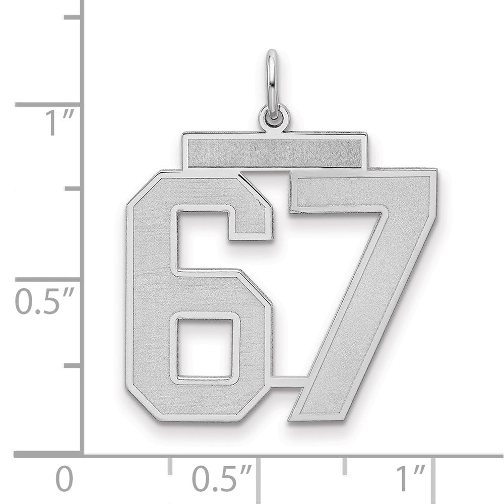 Sterlingsilber Silber/rhodiniert Satiniert Zahl 67 Charm