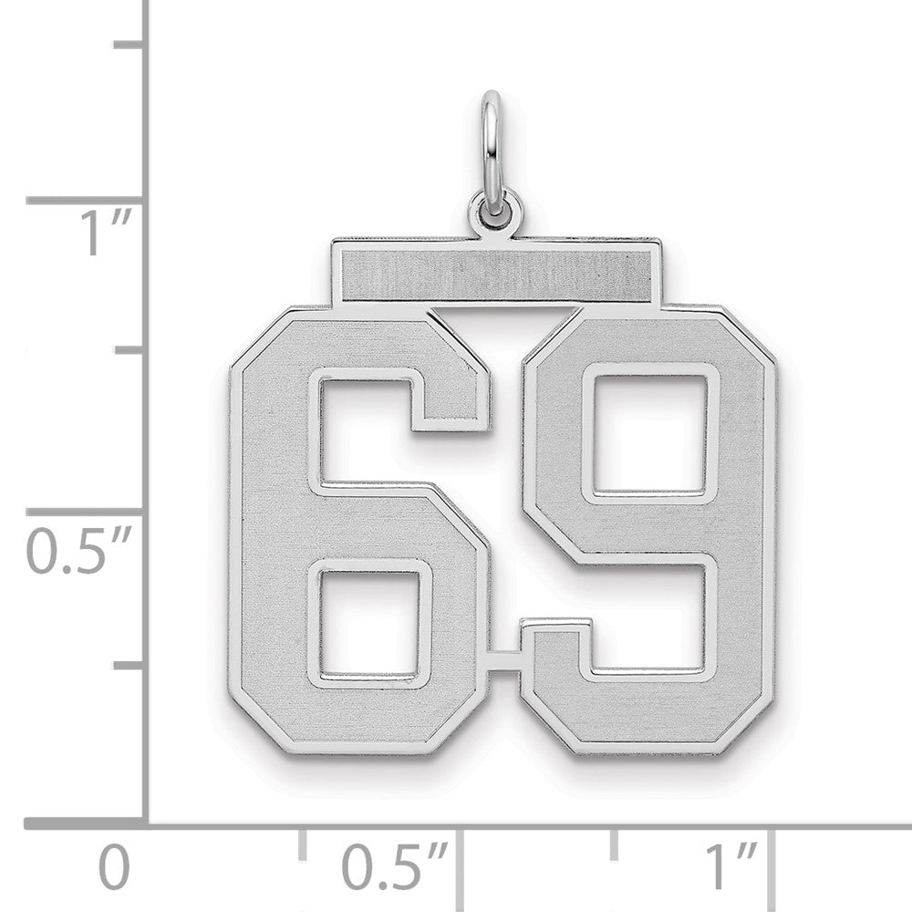 Sterlingsilber Silber/rhodiniert Satiniert Zahl 69 Charm
