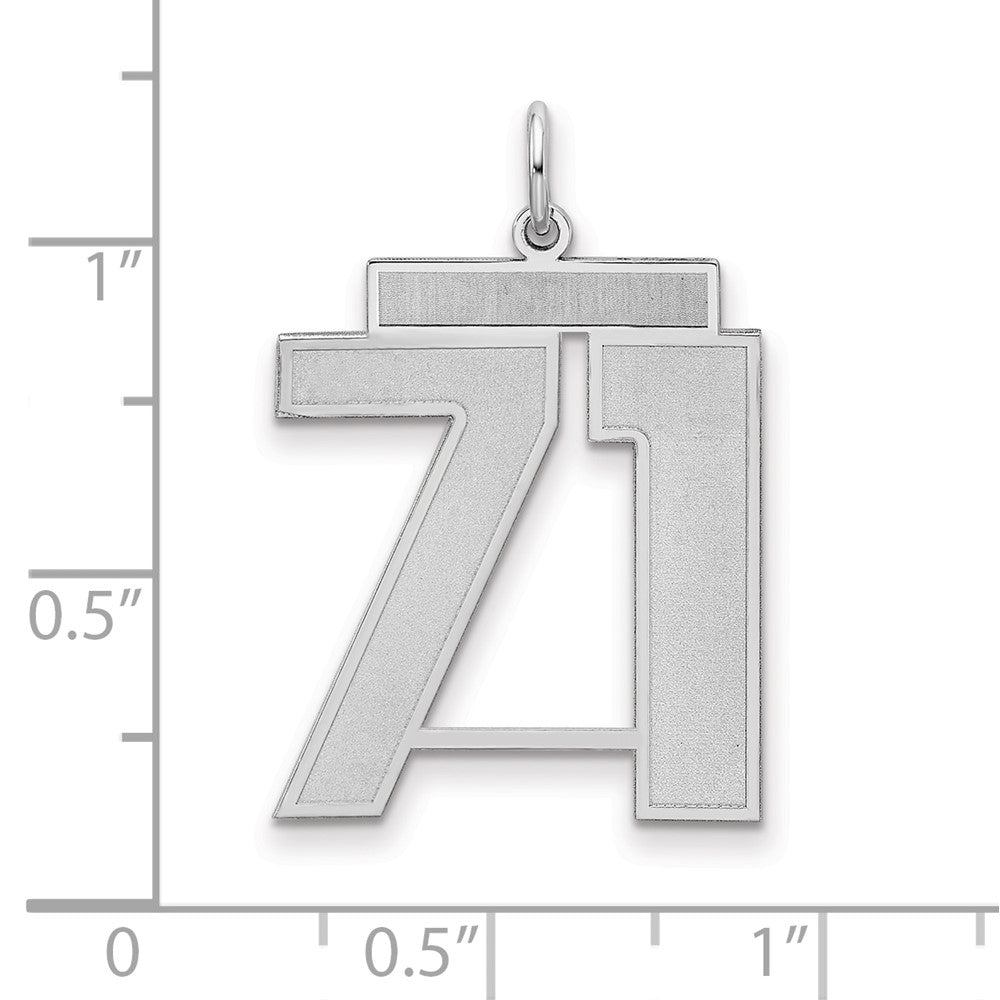 Sterlingsilber Silber/rhodiniert Satiniert Zahl 71 Charm