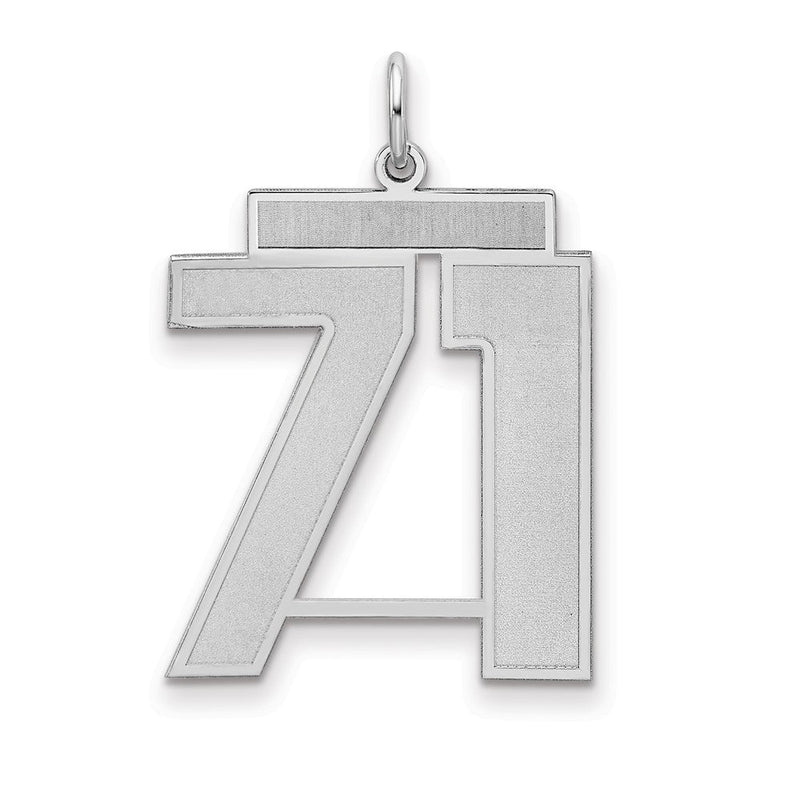 Sterlingsilber Silber/rhodiniert Satiniert Zahl 71 Charm