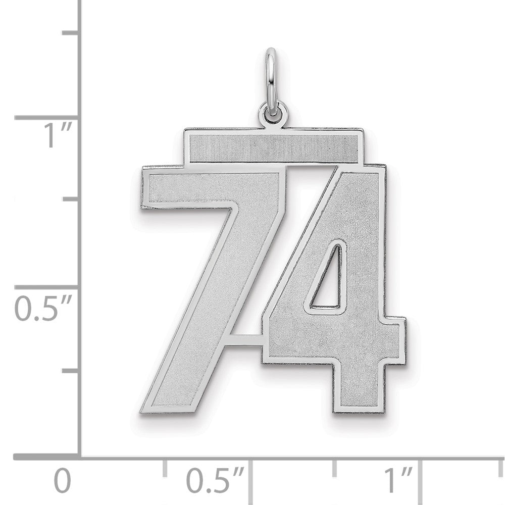 Sterlingsilber Silber/rhodiniert Satiniert Zahl 74 Charm